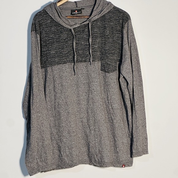 Airwalk Men's X-Large Long Sleeve Hoodie Henley Pullover Gray Black Colorblock‎ - Picture 2 of 7